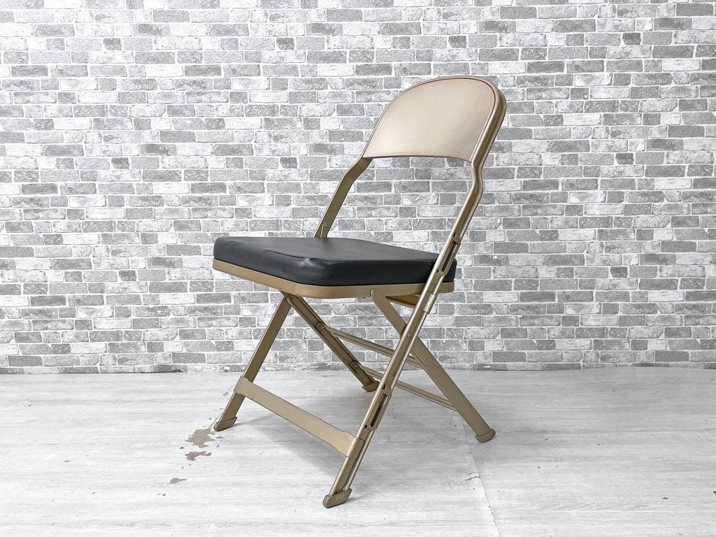 クラリン CLARIN フォールディングチェア FOLDING CHAIR PVCレザー クッション座面 折りたたみ ブラック インダストリアル アメリカ製 US家具 P.F.S.取扱 廃番モデル ●