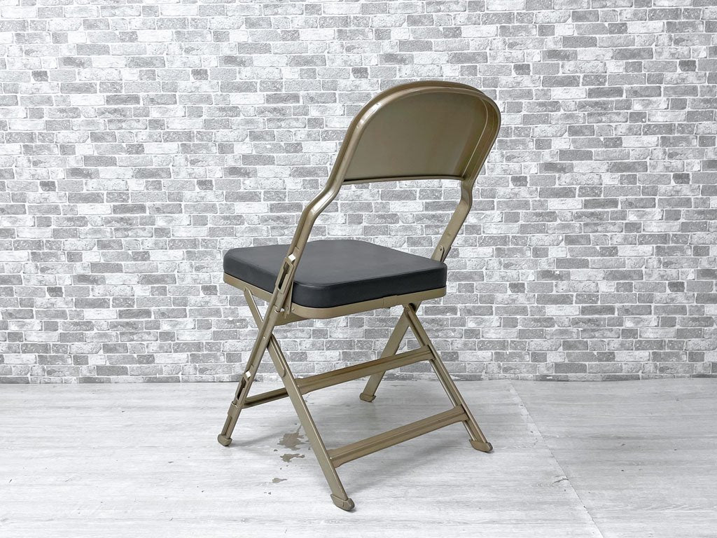 クラリン CLARIN フォールディングチェア FOLDING CHAIR PVCレザー クッション座面 折りたたみ ブラック インダストリアル アメリカ製 US家具 P.F.S.取扱 廃番モデル ●