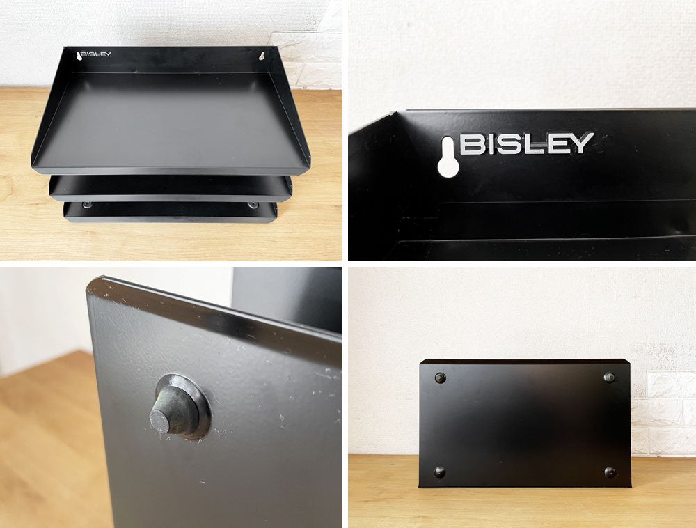 ビスレー BISLEY 3段 レターラック 書類棚 A4 横型 ブラック W38cm 壁掛け可 デスクアクセサリー 英国 ◎