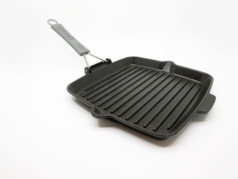 ストウブ STAUB スクエア グリルパン Square Grill Pan 24cm 鋳物 ホーロー シリコンハンドル付き IH対応 フランス製 ●