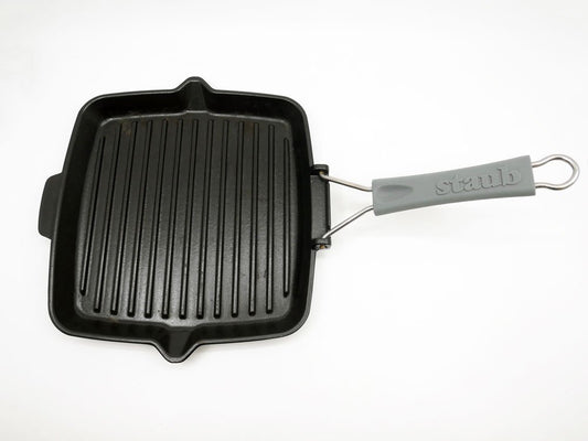 ストウブ STAUB スクエア グリルパン Square Grill Pan 24cm 鋳物 ホーロー シリコンハンドル付き IH対応 フランス製 ●