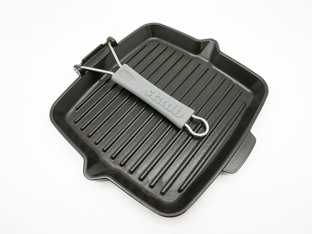 ストウブ STAUB スクエア グリルパン Square Grill Pan 24cm 鋳物 ホーロー シリコンハンドル付き IH対応 フランス製 ●