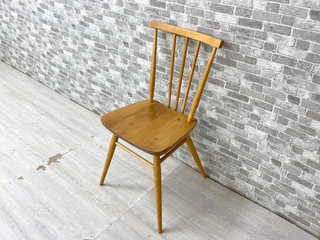 アーコール Ercol スティックバックチェア スピンドルチェア エルム材×ビーチ材 ウレタン塗装 UKビンテージ Vintage 英国家具 ●