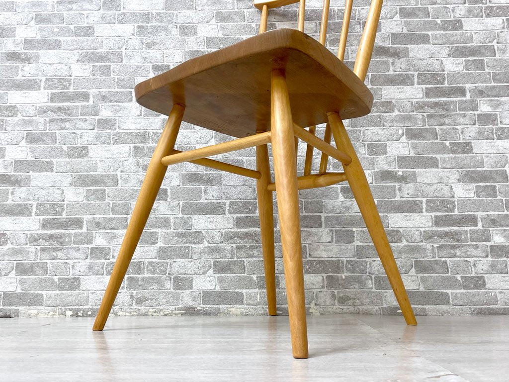 アーコール Ercol スティックバックチェア スピンドルチェア エルム材×ビーチ材 ウレタン塗装 UKビンテージ Vintage 英国家具 ●