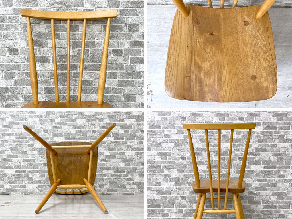 アーコール Ercol スティックバックチェア スピンドルチェア エルム材×ビーチ材 ウレタン塗装 UKビンテージ Vintage 英国家具 ●