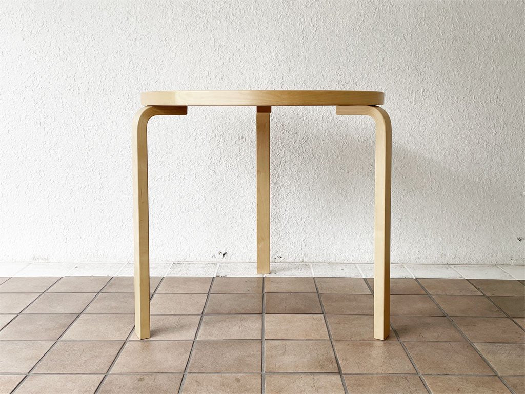 アルテック artek 90B ダイニングテーブル バーチ材 ホワイトラミネート 3本脚 アルヴァ・アアルト Alvar Aalto フィンランド 北欧 talo購入品 ◇