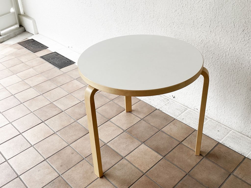 アルテック artek 90B ダイニングテーブル バーチ材 ホワイトラミネート 3本脚 アルヴァ・アアルト Alvar Aalto フィンランド 北欧 talo購入品 ◇