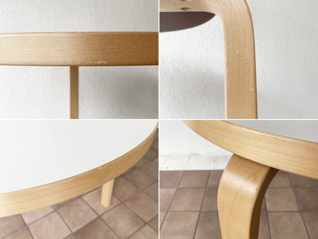 アルテック artek 90B ダイニングテーブル バーチ材 ホワイトラミネート 3本脚 アルヴァ・アアルト Alvar Aalto フィンランド 北欧 talo購入品 ◇