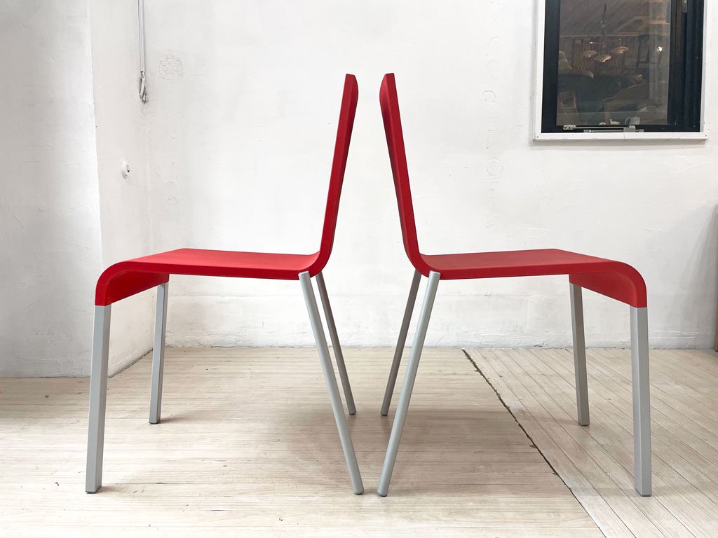 ヴィトラ vitra. ゼロスリー .03 ダイニングチェア スタッキングチェア マールテン・ヴァン・セーヴェレン レッド 2脚セット 合計定価 \154,000- ★