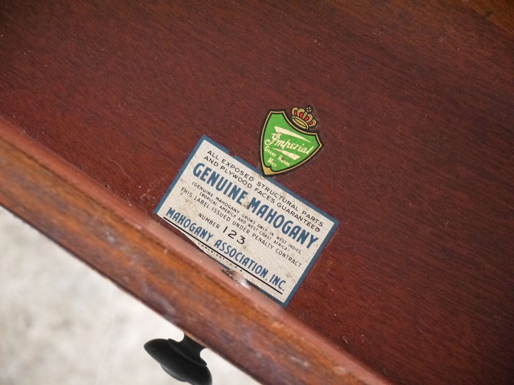 USビンテージ US Vintage Imperial furniture マホガニー バタフライワゴンテーブル キャスター ガラストレー 店舗什器 ■