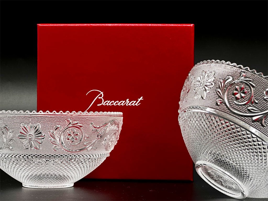 バカラ Baccarat アラベスク ボウル 12cm フランス クリスタル ガラス 2個セット 箱付き ●