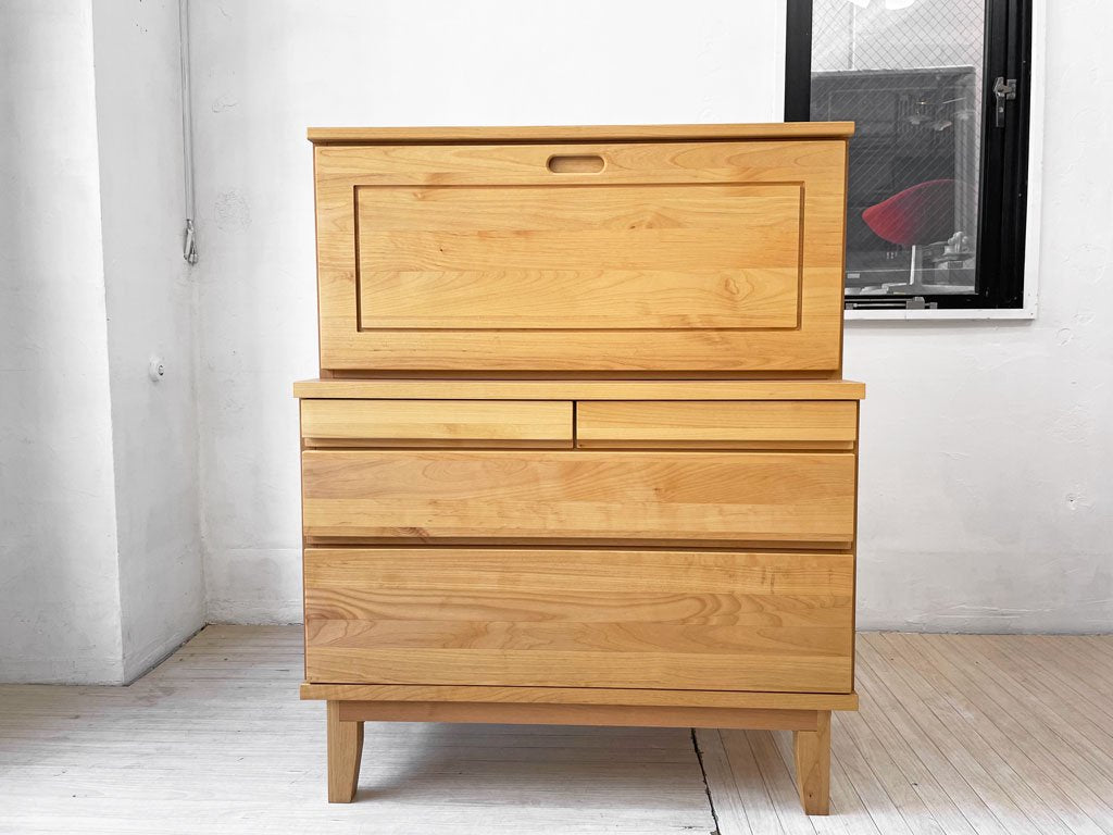 岡製作所 大川家具 モニカ ライティングビューロー デスク アルダー無垢材 W90cm 参考価格:142,000円★