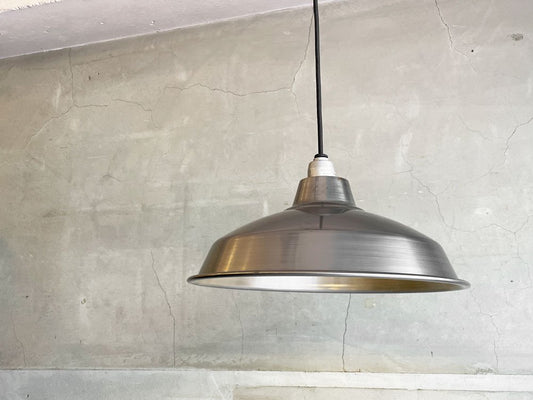 パシフィックファニチャーサービス P.F.S 14" LAMP SHADE Brushed Steel ソケット＆コード ホーロー ペンダントライト オリジナルカラー インダストリアル ♪