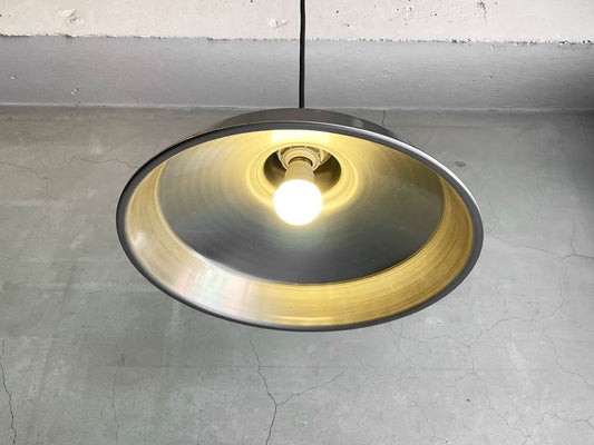 パシフィックファニチャーサービス P.F.S 14" LAMP SHADE Brushed Steel ソケット＆コード ホーロー ペンダントライト オリジナルカラー インダストリアル ♪