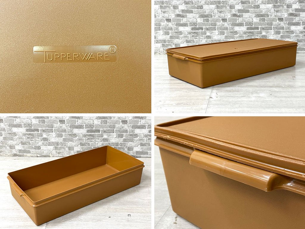 タッパーウェア Tupperware スーパーケース Super Case ロング 28リットル 6個セット フタ付き ブラウン  ●