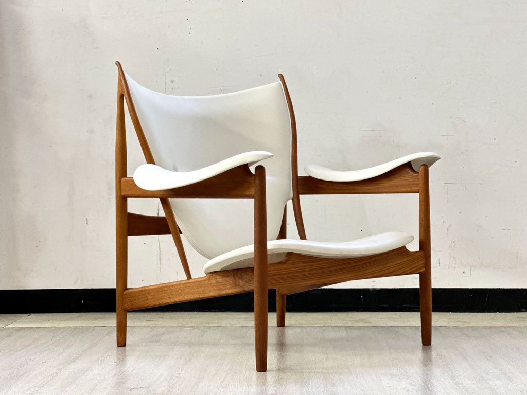 ワンコレクション Onecollection チーフテン チェア Chieftain Chair ラウンジチェア チーク材 本革 ホワイト フィン・ユール Finn Juhl 北欧 デンマーク ●