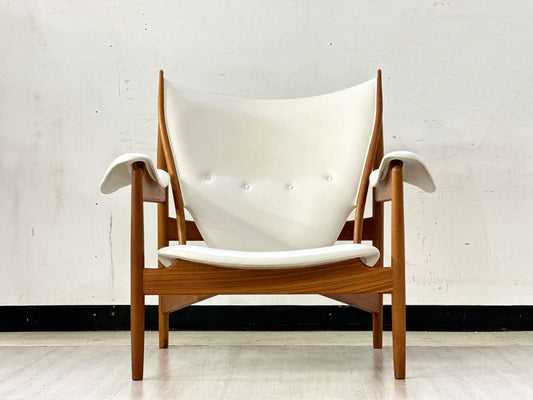 ワンコレクション Onecollection チーフテン チェア Chieftain Chair ラウンジチェア チーク材 本革 ホワイト フィン・ユール Finn Juhl 北欧 デンマーク ●