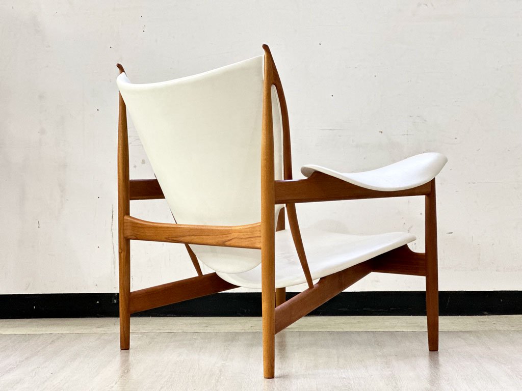 ワンコレクション Onecollection チーフテン チェア Chieftain Chair ラウンジチェア チーク材 本革 ホワイト フィン・ユール Finn Juhl 北欧 デンマーク ●