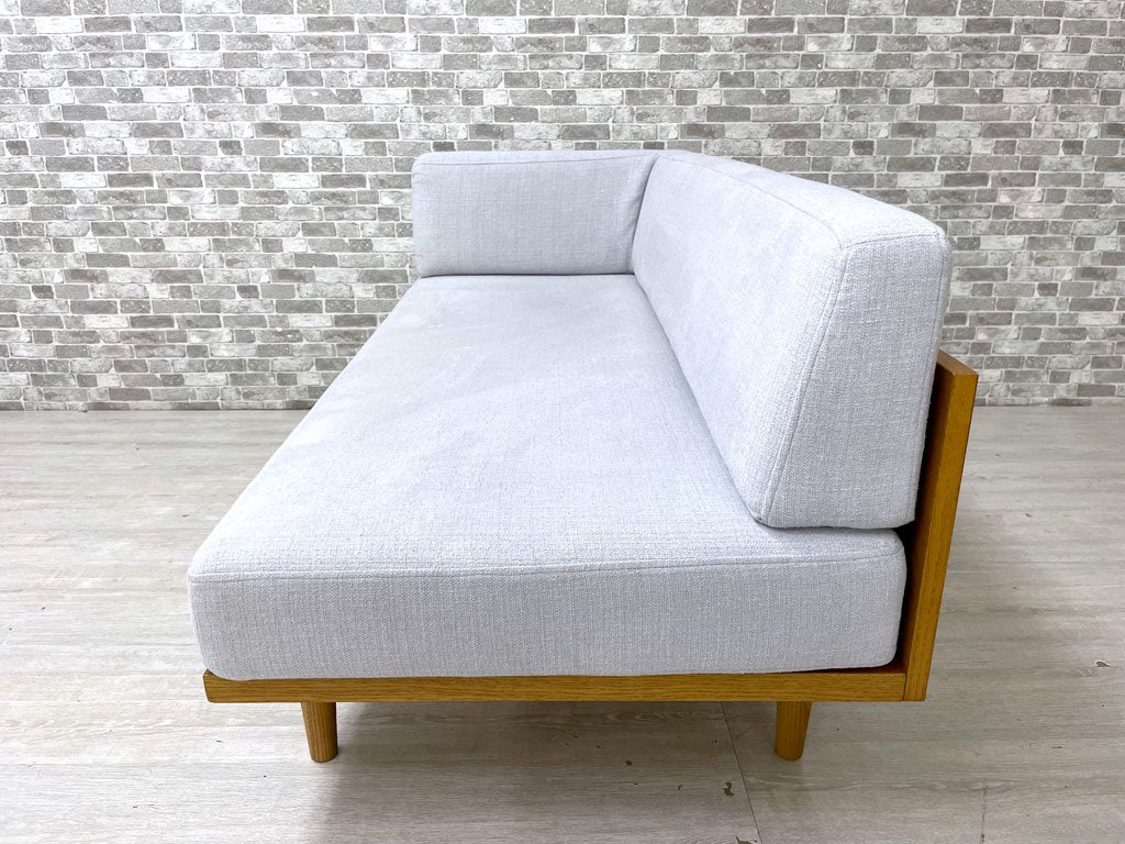 モモナチュラル Momo Natural デイ ソファ ミニ DAY SOFA MINI ベンチ 片アーム オーク材 グレー系ファブリック カバーリング W137 定価￥68,000- ●