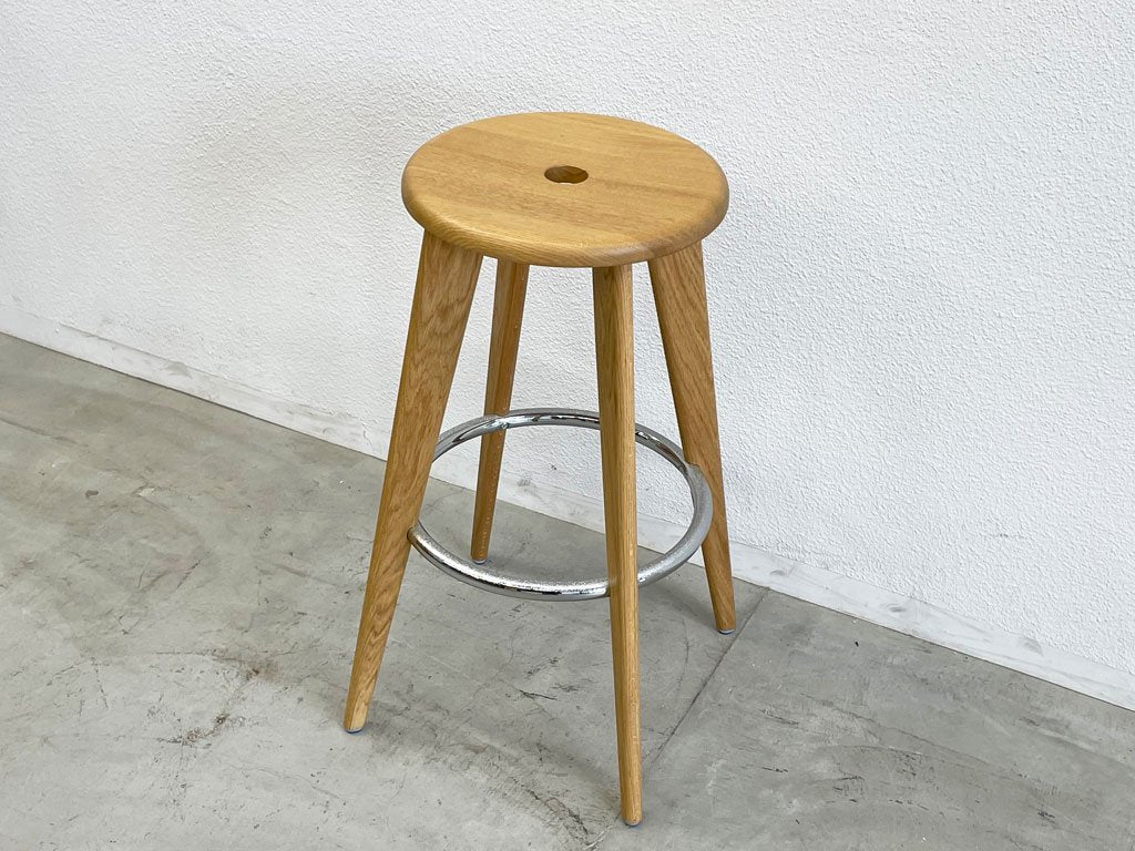 ヴィトラ vitra タブレ オウ TABOURET HAUT カウンタースツール ハイスツール ジャン・プルーヴェ Jean Prouv&#233; オーク材 ナチュラル 美品 定価10.5万円 〓