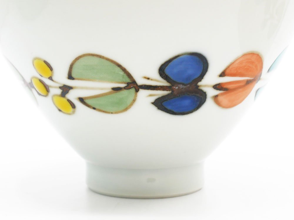 九谷焼 徳永遊心 色絵花繋ぎ 飯碗 ごはん茶碗 2点セット 和食器 ●
