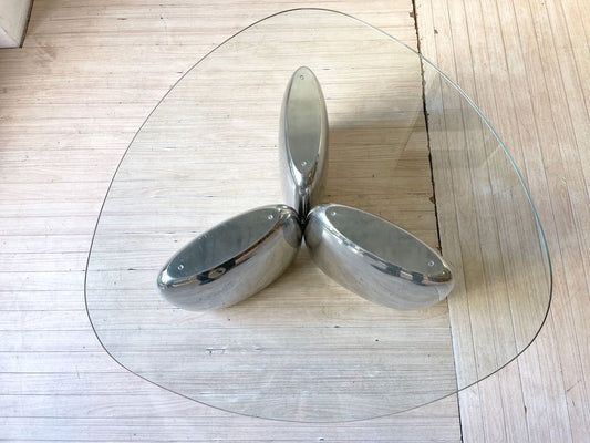 イデー IDEE アルミシードテーブル ALUMINIUM SEED TABLE 3シーズ ガラス ローテーブル  廃番希少 参考定価 ￥212,300- ★