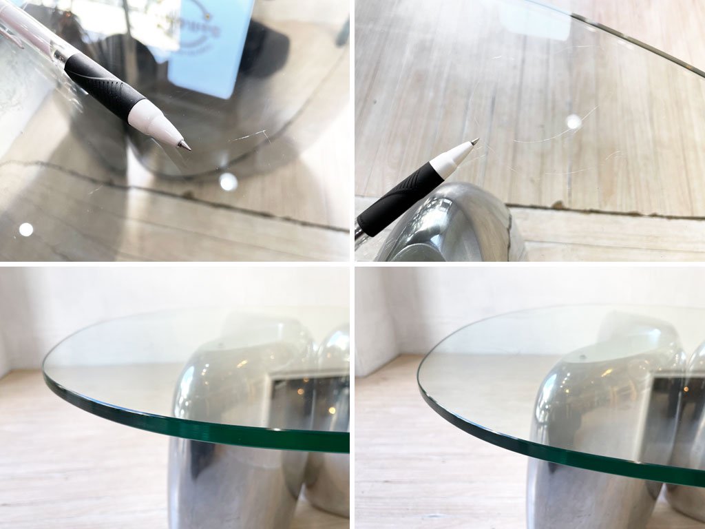 イデー IDEE アルミシードテーブル ALUMINIUM SEED TABLE 3シーズ ガラス ローテーブル  廃番希少 参考定価 ￥212,300- ★