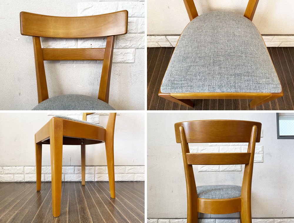 パシフィックファニチャーサービス P.F.S デペンデントハウス ダイニングチェア DH DINING CHAIR ビーチ材 ファブリック座面 ブルー系 定価￥45,100- A ◎