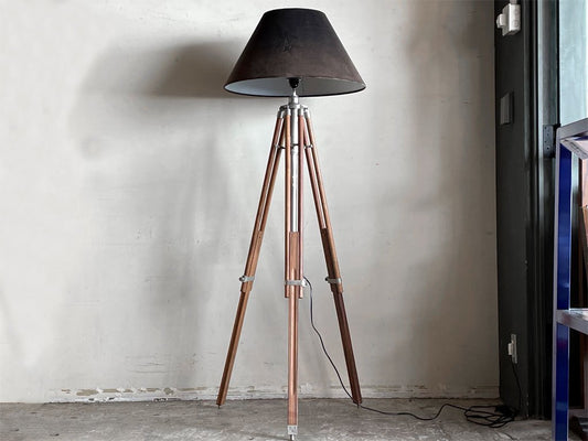 アイホールツ EICHHOLTZ フロアランプ Floor Lamp Telescope L brown incl shade 三脚スタンド 真鍮 シーシャムウッド オランダ ■