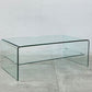モダン インテリア オールガラス コーヒーテーブル All glass coffee table 収納棚付 曲げ一枚ガラス センターテーブル 〓