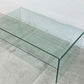 モダン インテリア オールガラス コーヒーテーブル All glass coffee table 収納棚付 曲げ一枚ガラス センターテーブル 〓