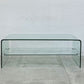 モダン インテリア オールガラス コーヒーテーブル All glass coffee table 収納棚付 曲げ一枚ガラス センターテーブル 〓