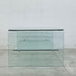 モダン インテリア オールガラス コーヒーテーブル All glass coffee table 収納棚付 曲げ一枚ガラス センターテーブル 〓