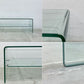 モダン インテリア オールガラス コーヒーテーブル All glass coffee table 収納棚付 曲げ一枚ガラス センターテーブル 〓