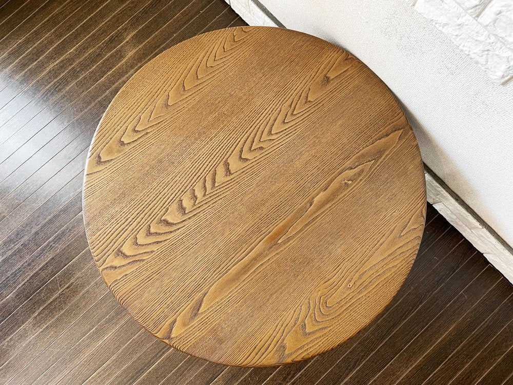 ビンテージスタイル Vintage Style オーク材 円卓 座卓 ちゃぶ台 ローテーブル Φ80cm 折れ脚 折りたたみ 和モダン ◎