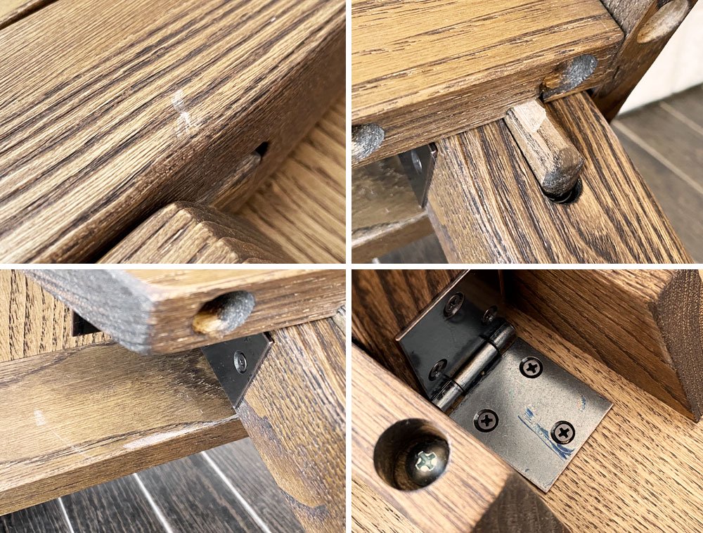 ビンテージスタイル Vintage Style オーク材 円卓 座卓 ちゃぶ台 ローテーブル Φ80cm 折れ脚 折りたたみ 和モダン ◎