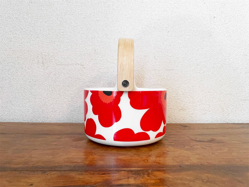 マリメッコ marimekko ウニッコ Unikko ティーポット ホワイト × レッド 700ml 茶こし付 マイヤ・イソラ フィンランド 北欧食器 定価￥15,400- ◎