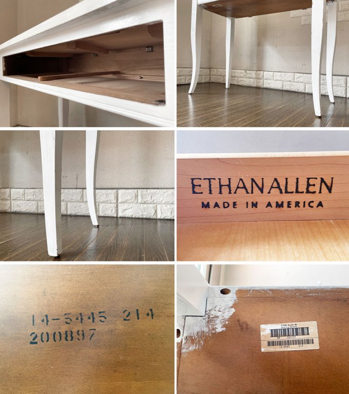 イーセンアーレン ETHAN ALLEN ドレッサー & スツール 2点セット ホワイトペイント シャビーシック アメリカ ◎