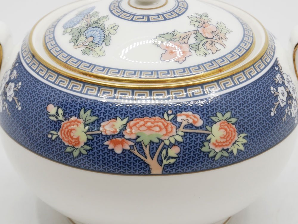 ウェッジウッド WEDGEWOOD ブルーサイアム BLUE SIAM シュガーポット ボーンチャイナ 金彩 廃番 英国食器 ●