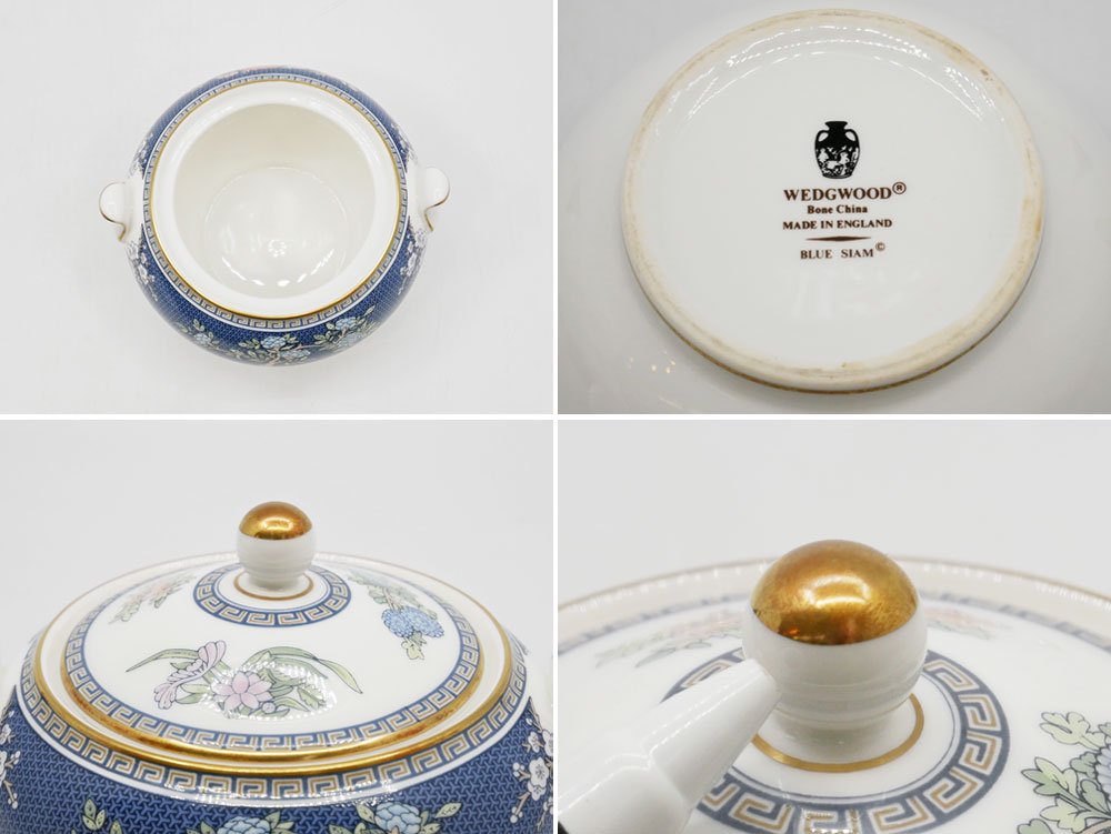 ウェッジウッド WEDGEWOOD ブルーサイアム BLUE SIAM シュガーポット ボーンチャイナ 金彩 廃番 英国食器 ●