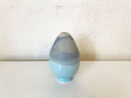 竹村良訓 Yoshinori Takemura フラワーベース 花瓶 一輪挿し ブルー H11cm 陶芸 現代作家 ◎