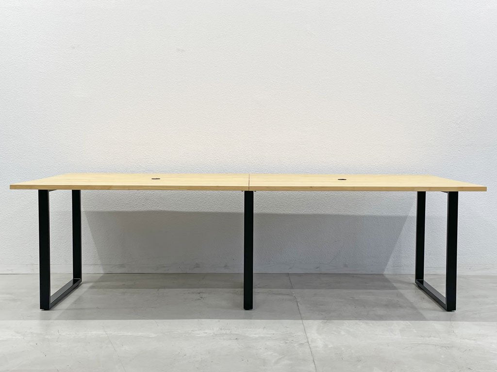 かなでもの カナデモノ KANADEMONO ザ・テーブル THE TABLE 無垢集成材天板 ナチュラル × ブラックスチール脚 オーダー品 ミーティングテーブル 〓