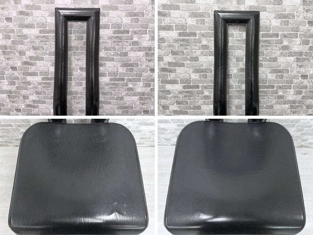 イカミ YCAMI レジアチェア Regia Chair ダイニングチェア 総本革 レザー張り 2脚セット ブラック アントネッロ・モスカ Antonello Mosca イタリアモダン ●