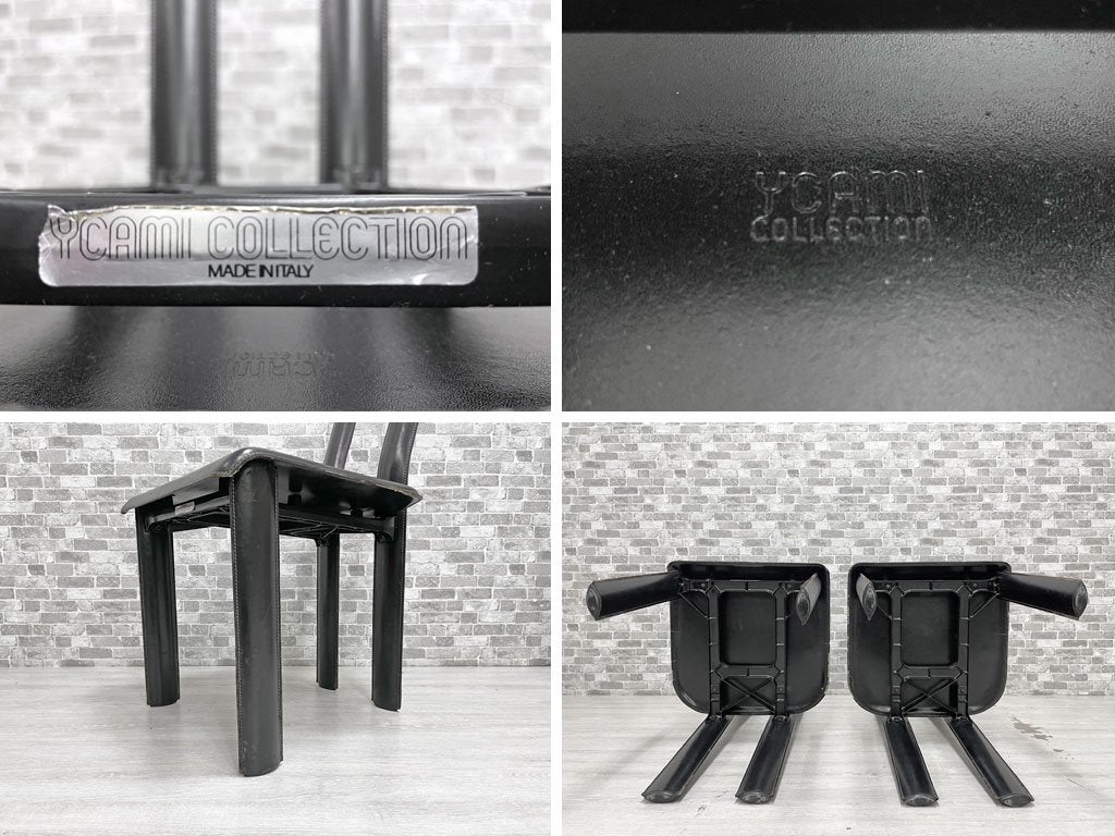 イカミ YCAMI レジアチェア Regia Chair ダイニングチェア 総本革 レザー張り 2脚セット ブラック アントネッロ・モスカ Antonello Mosca イタリアモダン ●