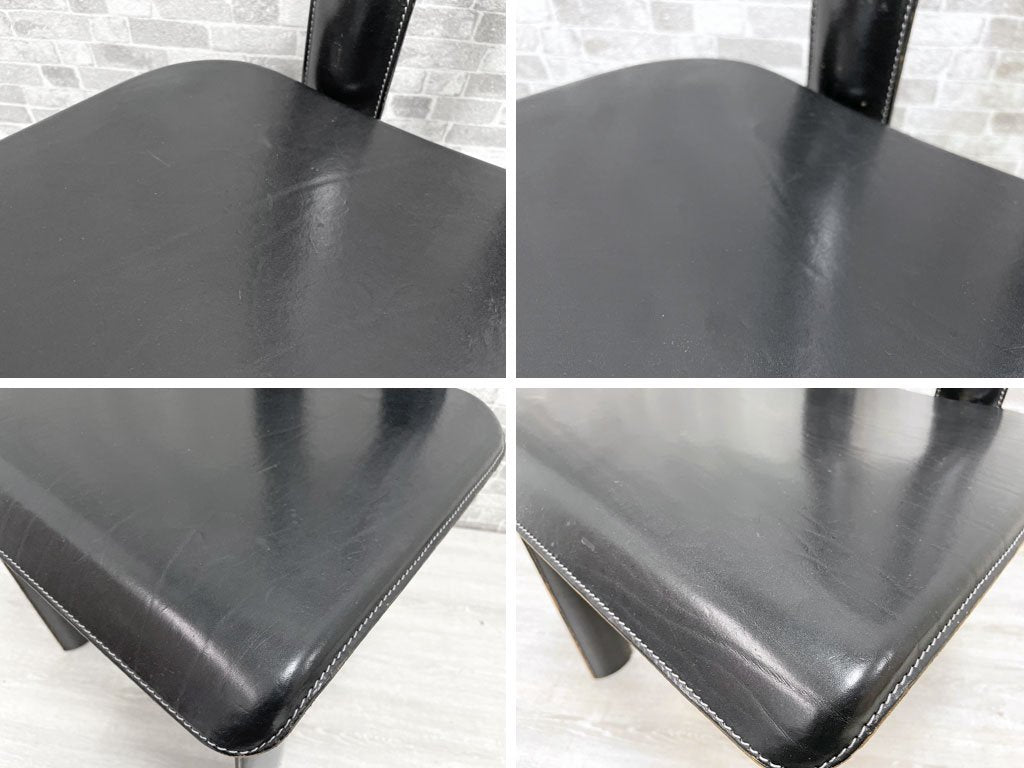 イカミ YCAMI レジアチェア Regia Chair ダイニングチェア 総本革 レザー張り 2脚セット ブラック アントネッロ・モスカ Antonello Mosca イタリアモダン ●