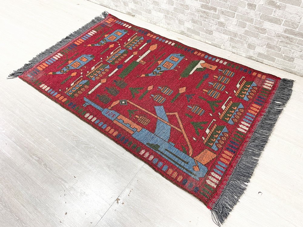 ビンテージ Vintage ウォーラグ War Rug トルクメン族 Turkmen カーペット 絨毯 レッド アフガニスタン 140×80cm  ●