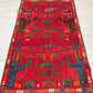 ビンテージ Vintage ウォーラグ War Rug トルクメン族 Turkmen カーペット 絨毯 レッド アフガニスタン 190×103cm ●