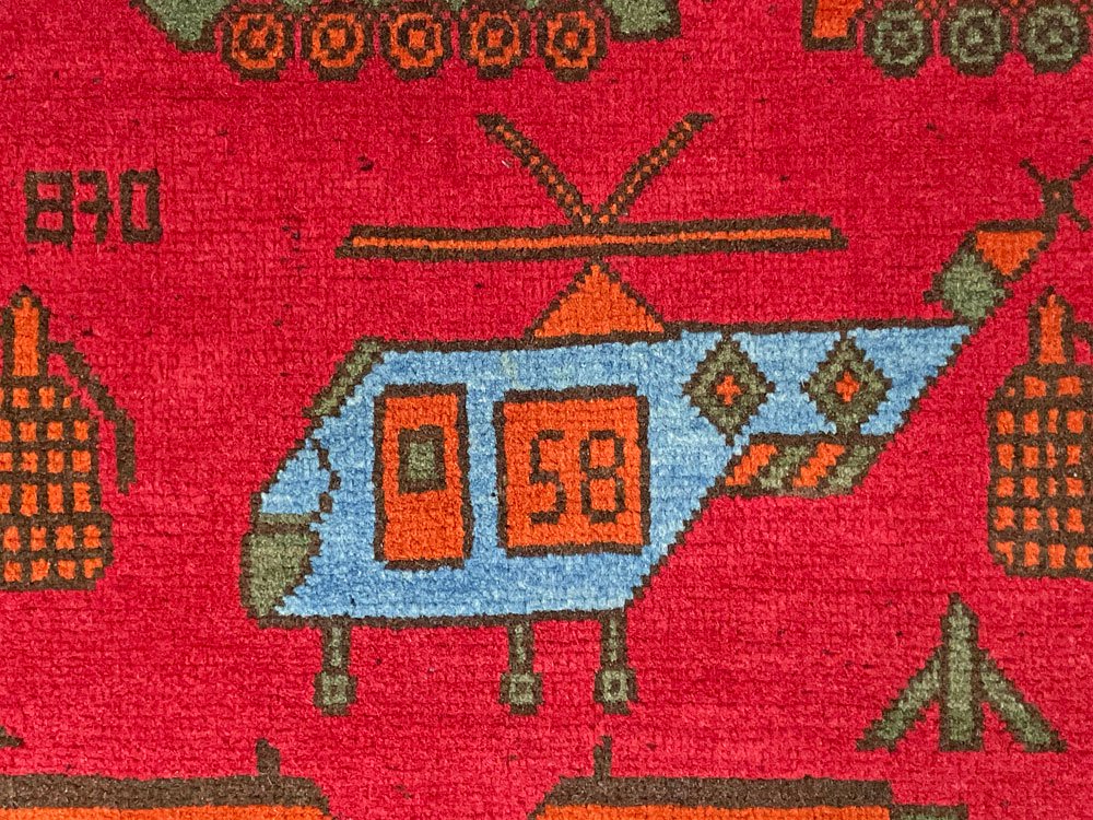 ビンテージ Vintage ウォーラグ War Rug トルクメン族 Turkmen カーペット 絨毯 レッド アフガニスタン 190×103cm ●