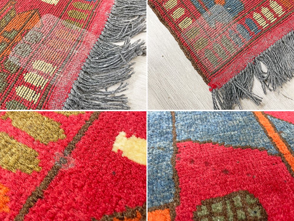 ビンテージ Vintage ウォーラグ War Rug トルクメン族 Turkmen カーペット 絨毯 レッド アフガニスタン 190×103cm ●