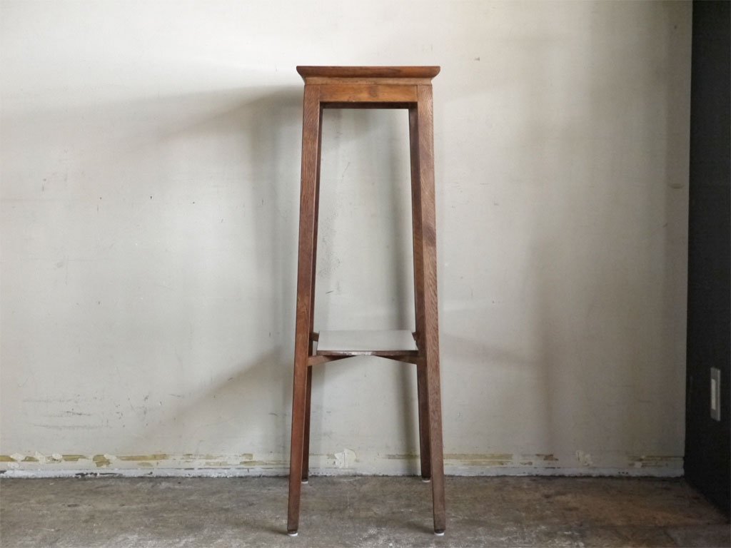 ジャパンビンテージ Japan Vintage オーク材 デコラトップ ハイテーブル サイドテーブル フラワースタンド H99cm ■